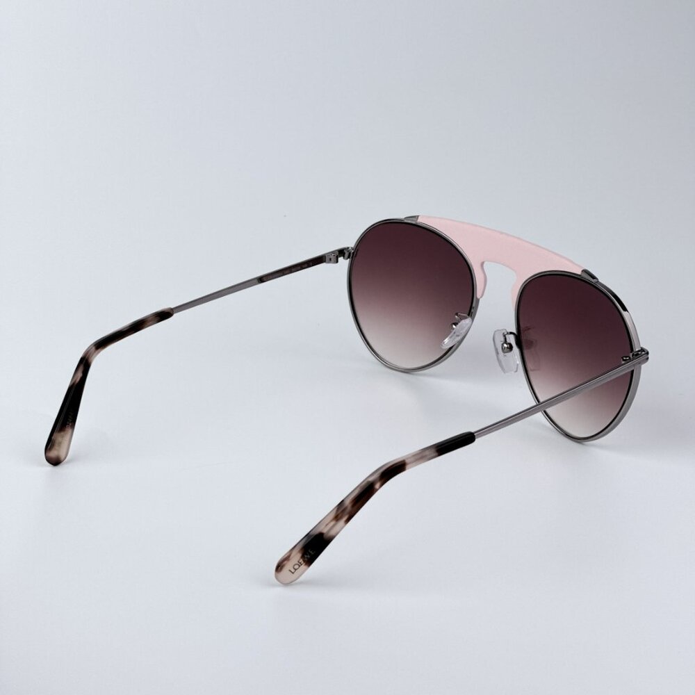Loewe Women BRAND NEW Sunglasses LW40005U 14U Pink Leather Bordeaux Mirror Pilot - Picture 7 of 10